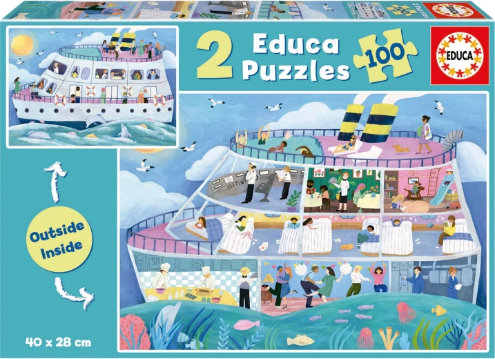 Educa puslespil Outside, Inside – udflugtsbåd 2×100 brikker