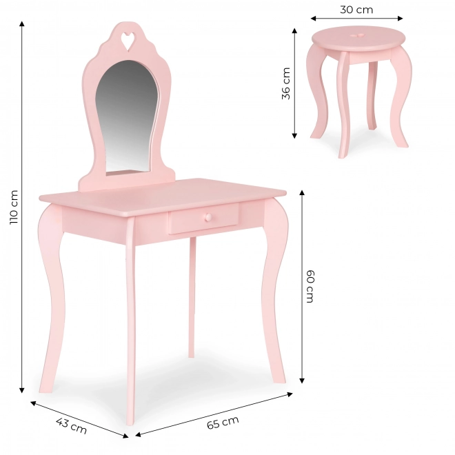 Stor børne-toiletbord med spejl til pige