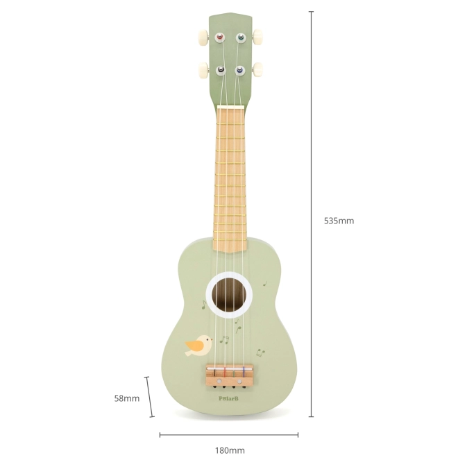 Træ-ukulele til børn grøn med noder