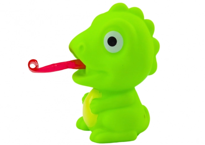 Gummi dinosaur med bevægelig tunge grøn 8 cm
