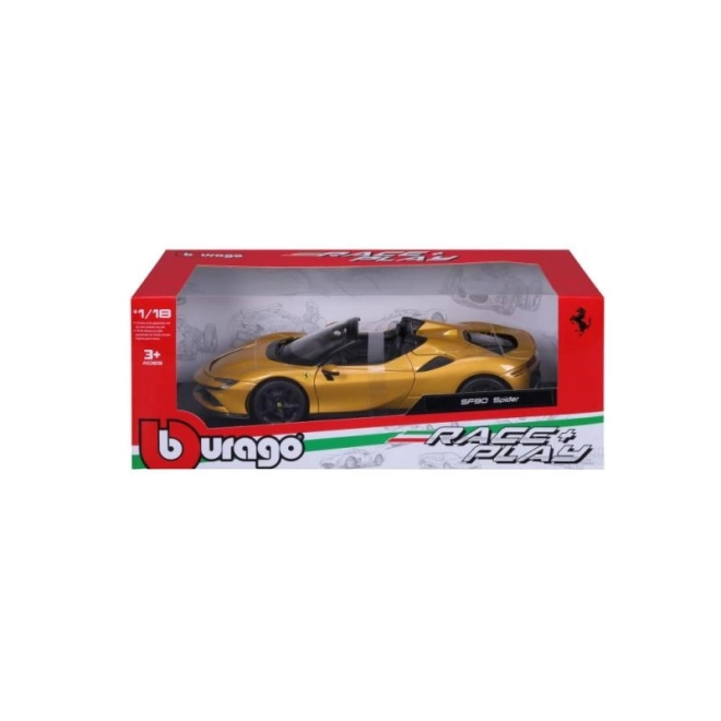 Bburago Ferrari SF90 Spider i skala 1:18 - gul
