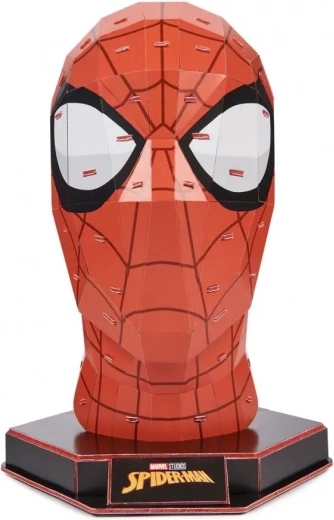 3D papirmodel af SPIDER-MAN hoved på sokkel – 4D Build uden lim