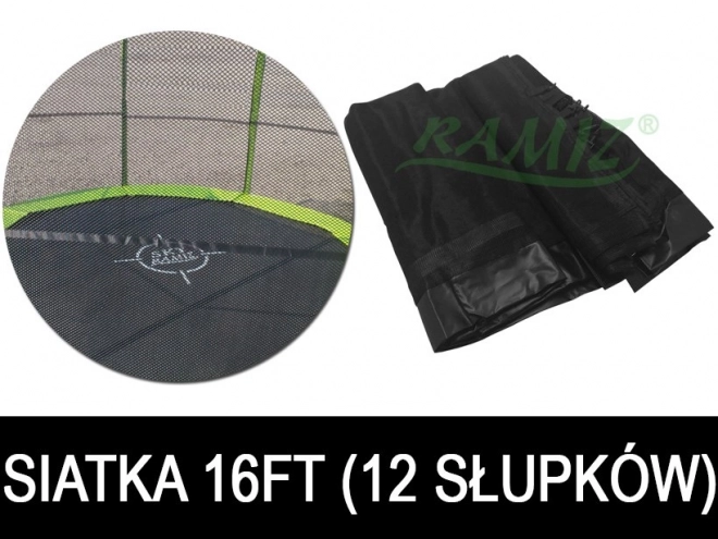 SkyRamiz Sikkerhedsnet Sort til havetrampolin 487cm/16FT 12 stolpetunneler