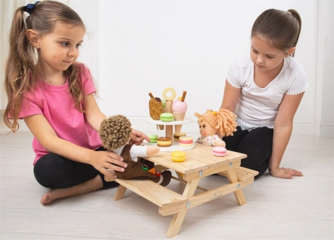 Træ picnicbænk til dukker Bigjigs Toys