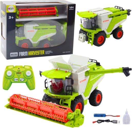 RC mejetærsker 1:24 med skærebord, lys, lyde og røg-effekt 2,4 GHz