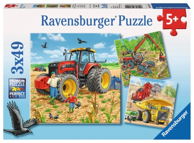 Ravensburger puslespil store maskiner 3x49 brikker