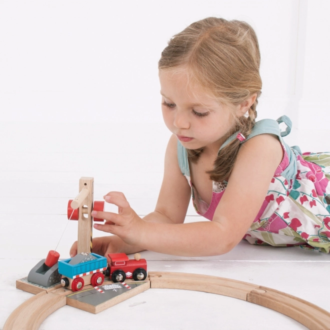 Bigjigs Rail Kran med Grus