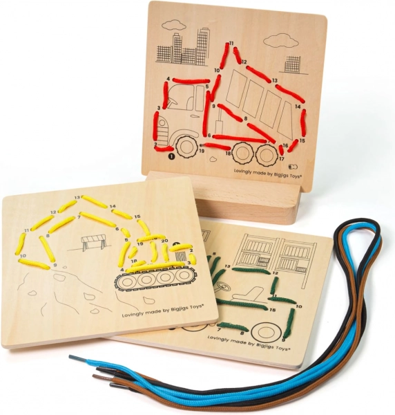 Snøring efter tal – byggemaskiner BIGJIGS TOYS