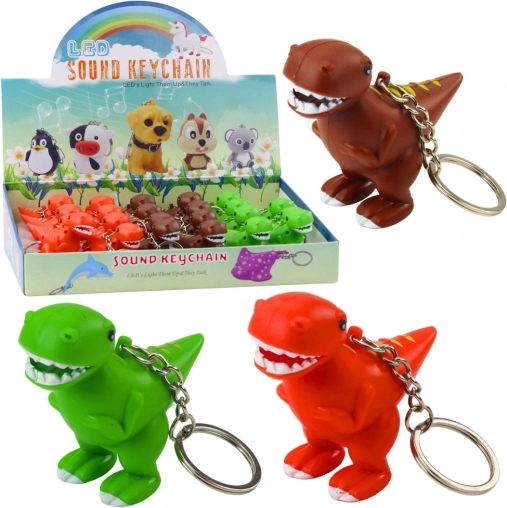 Nøglering med dinosaur – LED-lys og lyd