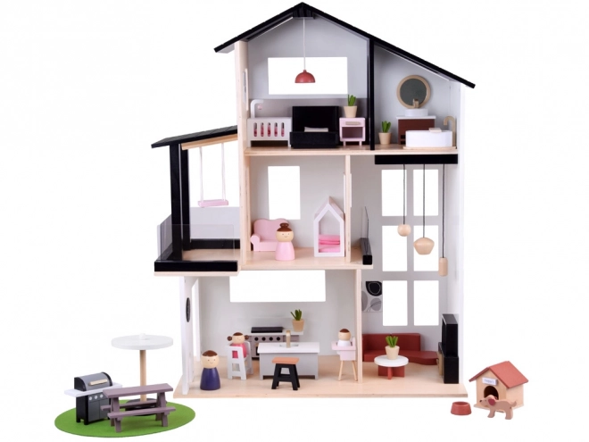 Træ Dukkehus i Loft Stil
