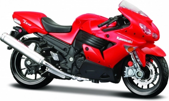 Model af motorcykel Kawasaki Ninja ZX-14 med sokkel 1:18
