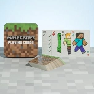 Spillekort med Minecraft-tema i metalæske