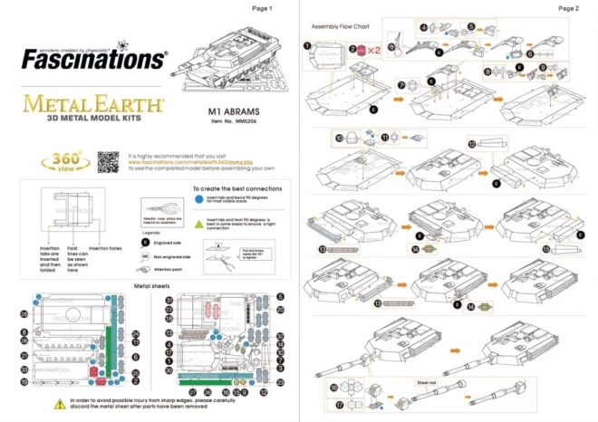 3D puslespil tank M1 Abrams fra Metal Earth