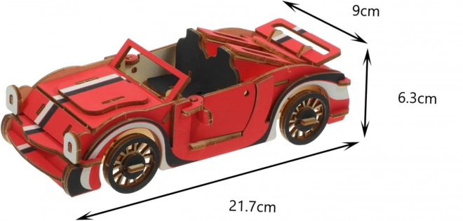 Woodcraft Træ 3D-puslespil Rød Cabriolet