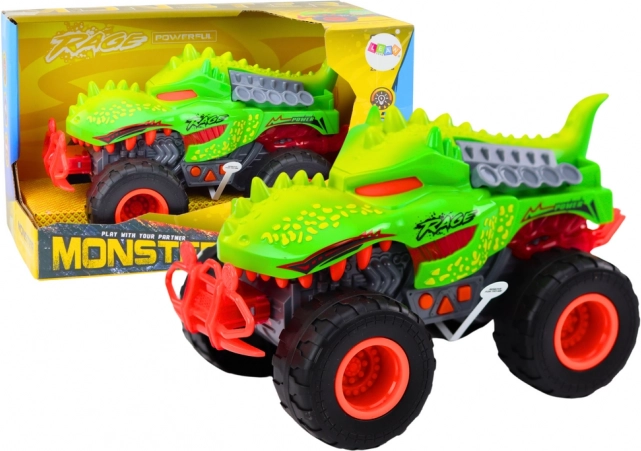 Terrængående bil dinosaur T‑Rex med lys og lyde, grøn