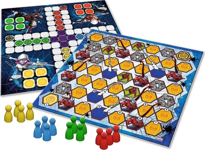 Sæt med 2-i-1 spil Ludo, Slanger og Stiger Spider-Man i æske 25x25x5,5cm