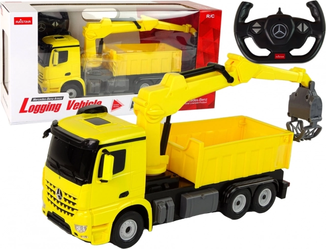 RC lastbil med grab MERCEDES-BENZ Arocs Rastar – gul