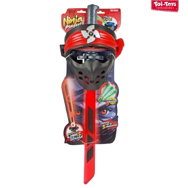 Ninja sæt sværd + maske + pile med lyd og lys