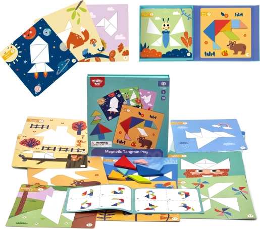 Magnetisk tangram-puslespil til børn, 18 brikker TOOKY TOY