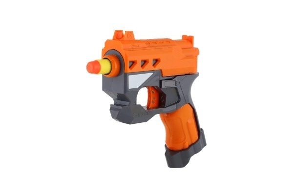 Pistol til skumpatroner 12x14cm plast + 3 stk patroner 2 farver på kort