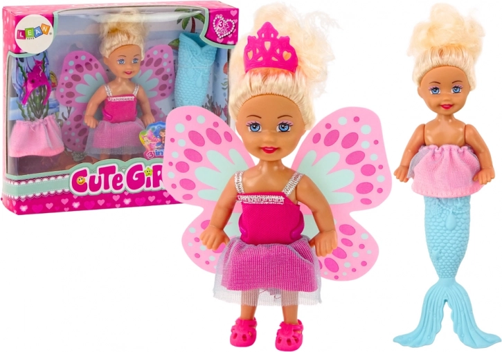 Mini dukke 2-i-1 havfrue Fairy Tail Wings