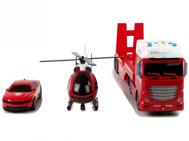 Brandmandsæt Truck Truck Helikopter Lyd Lys Rød