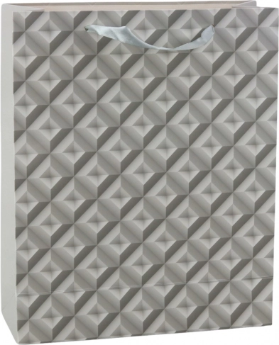 Gavepose med 3D geometrisk effekt, grå 32 x 26 x 10,5 cm