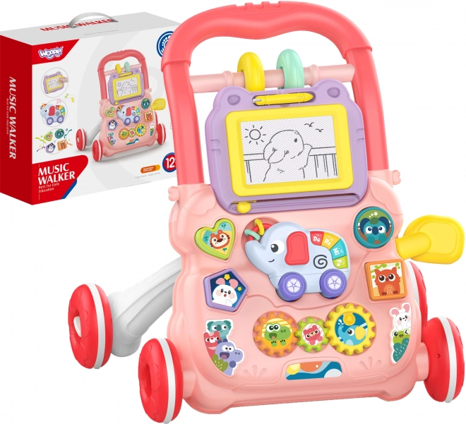 Interaktivt gåstativ Woopie Baby med musik og tavle