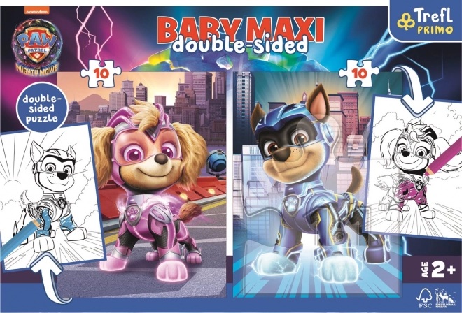 Puslespil MAXI tosidet 2x10 brikker Heltemodige hunde Paw Patrol i æske 40x27x6cm 24m+