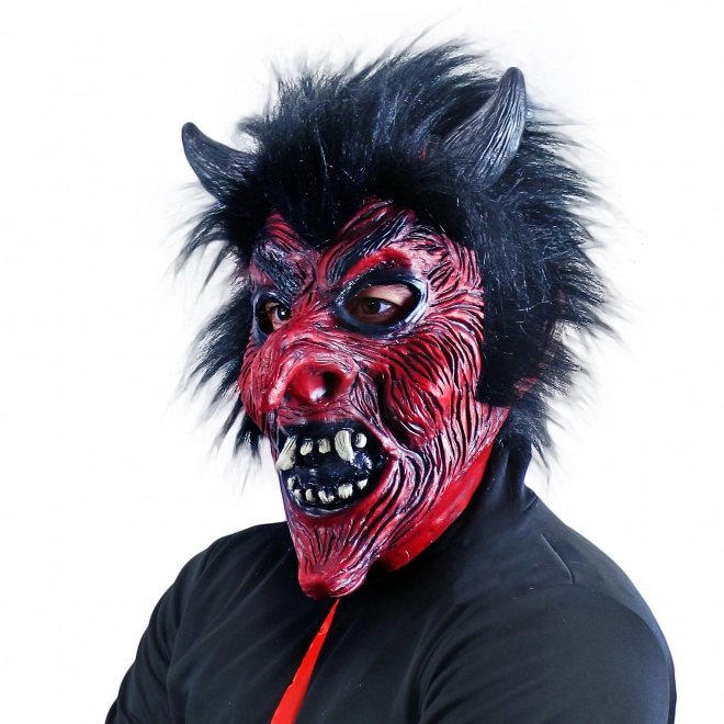 Djævlemaske med hår voksen
