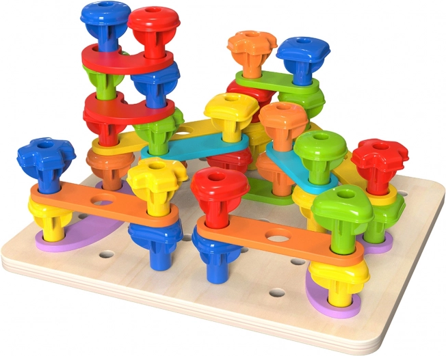 Tooky Toy multifunktionel tavle med farverige skruer til læring af former