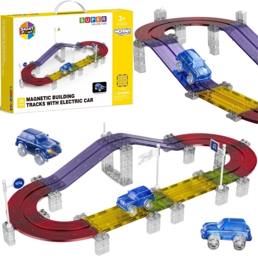 Magnetisk racerbane WOOPIE med lille bil, 76 dele