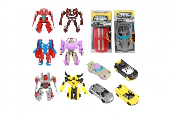 Transformer bil/robot plast 10cm mix farver i plastæske 5x10,5cm