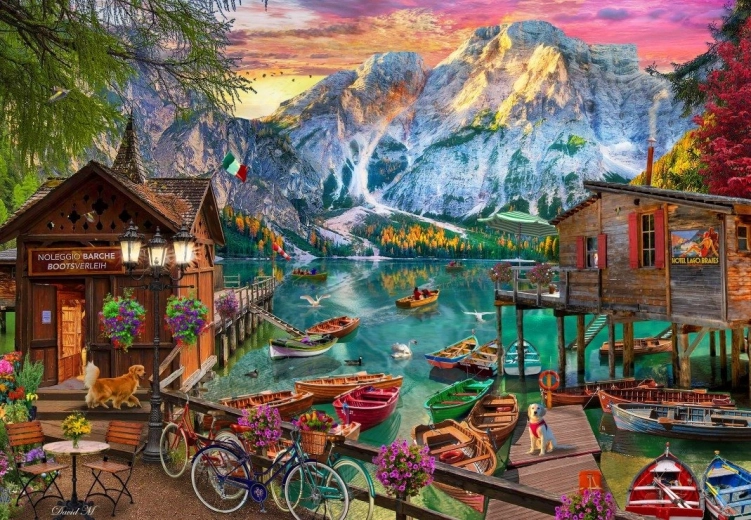 Puslespil Lago di Braies, Italien 1000 brikker
