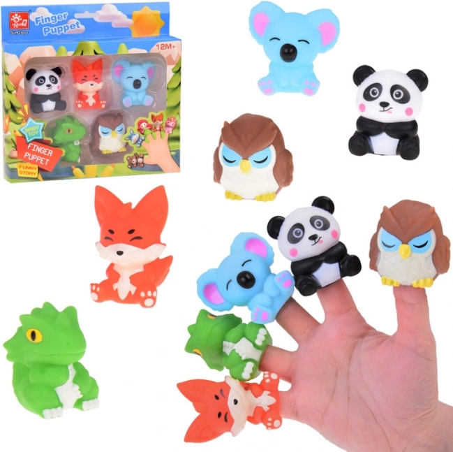 Gummi fingerdukker ZOO dyr - sæt med 5 figurer