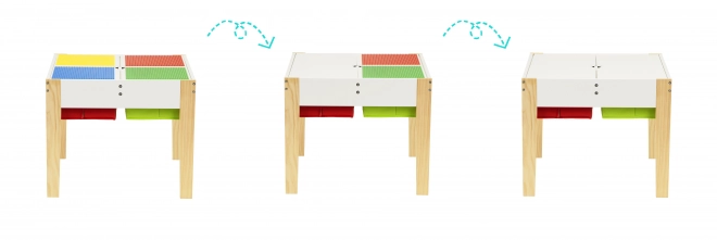 ECOTOYS Børneborde i træ med spilleplade og to stole