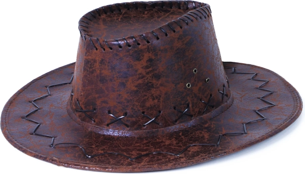 cowboyhat i brun kunstlæder til voksne