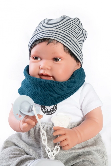 Realistisk babydukke med blød stofkrop Antonio Juan Pipo Hair 42 cm