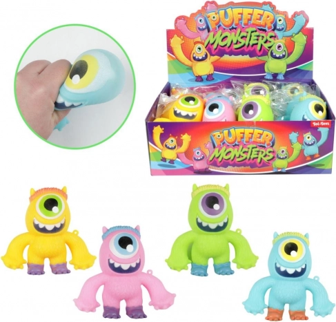 Gummi antistress-monster 11 cm – klemmelegetøj, mix af farver