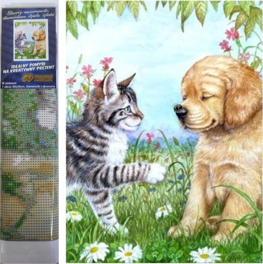 Diamantmaling Hvalp og killing 30 × 40 cm