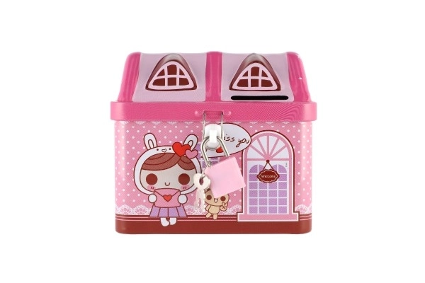 Pengelås husformet metal med lås 12x11cm