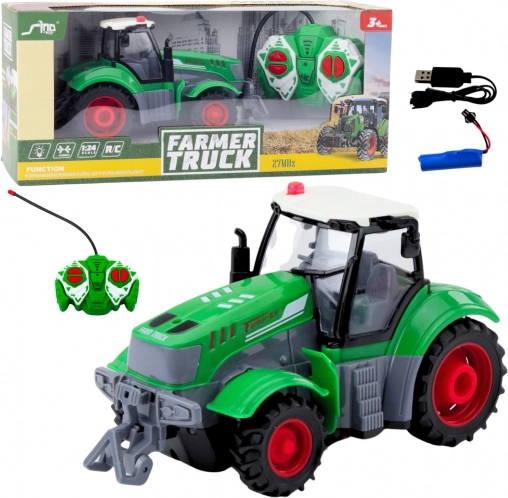 Grøn fjernstyret traktor 1:24
