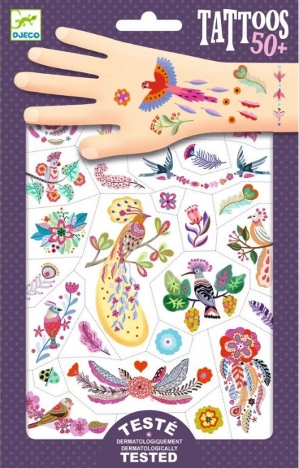 DJECO Glittertatoveringer Fugle