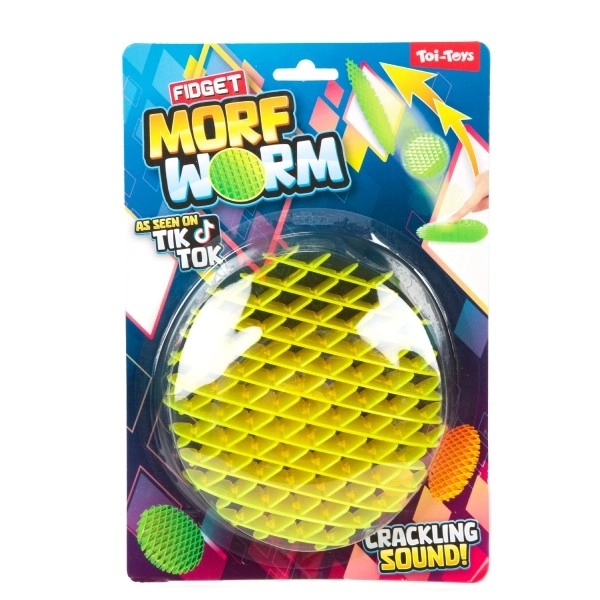 Fidget orm skiftende form antistress plastik 13cm 6 farver på kort
