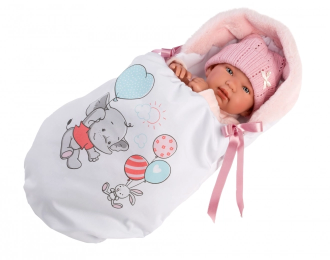 Realistisk babydukke med lyde og blødt krop 44 cm