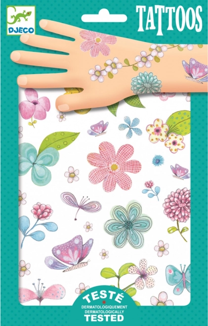 Djeco midlertidige tatoveringer med blomster (2 ark)
