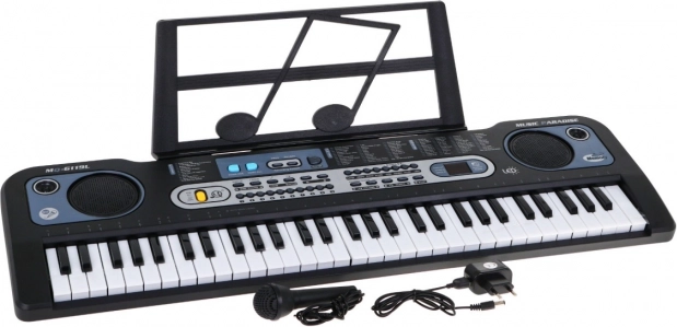 Børnekeyboard med bagbelyste tangenter – 61 tangenter, mikrofon og nodestativ