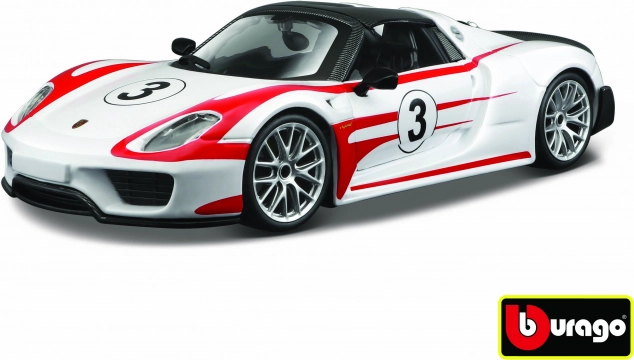Metalmodelbil 1:24 Porsche 918 Weissach – hvid