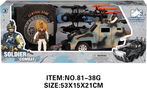 Militærsæt med lille bil og tilbehør
