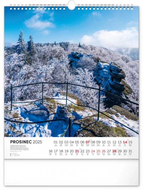 NOTIQUE Vægkalender Rejser gennem det tjekkiske landskab 2025, 30 x 34 cm